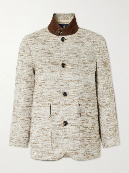  Loro Piana Loro Piana - Roadster Suede-trimmed Textured-cotton Jacket - Light Gray 