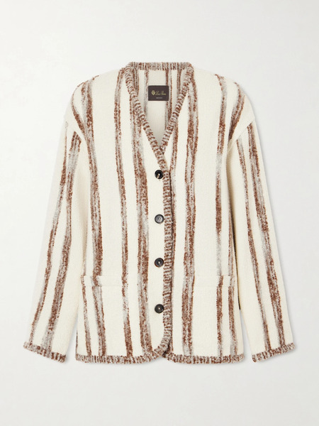  Loro Piana Loro Piana - Wave Guava Striped Bouclé Jacket - Light Brown 