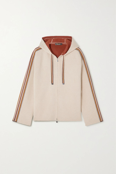  Loro Piana Loro Piana - Webbing-trimmed Cashmere Hoodie - Beige 