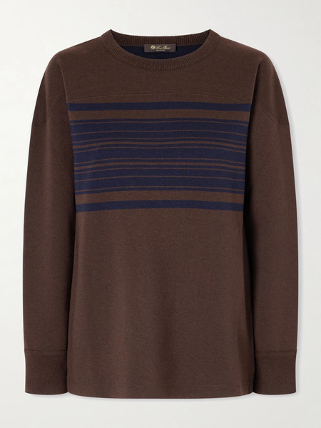  Loro Piana Loro Piana - Winterdale Striped Wool And Cashmere-blend Sweater - Brown 