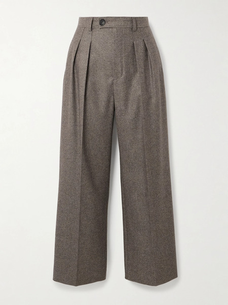  Loro Piana Loro Piana - Yurik Pleated Wool And Cashmere-blend Flannel Straight-leg Pants - Brown 