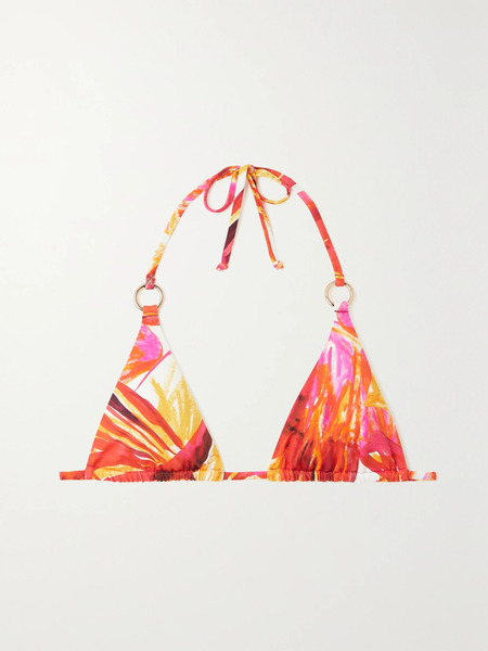  Louisa Ballou Louisa Ballou - Embellished Printed Triangle Bikini Top - Red 