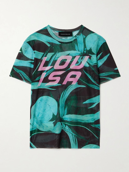  Louisa Ballou Louisa Ballou - Printed Stretch-mesh T-shirt - Blue 