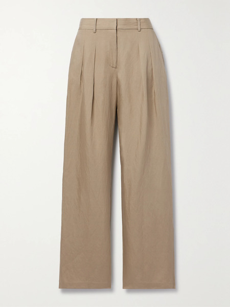  Loveshackfancy Loveshackfancy - Adams Pleated Lyocell And Linen-blend Wide-leg Pants - Green 
