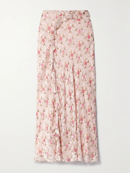  Loveshackfancy Loveshackfancy - Sumi Floral-print Fil Coupé Chiffon Maxi Skirt - Pink 