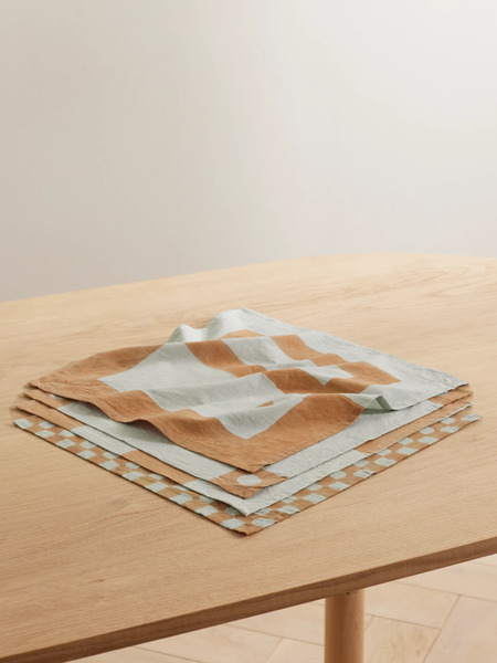  Lrnce Lrnce - Bodha Set Of Four Printed Cotton Napkins - Blue 