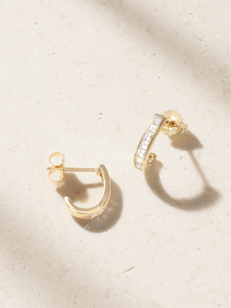  Lucy Delius Lucy Delius - Baby 14-karat Gold Diamond Hoop Earrings - One Size 