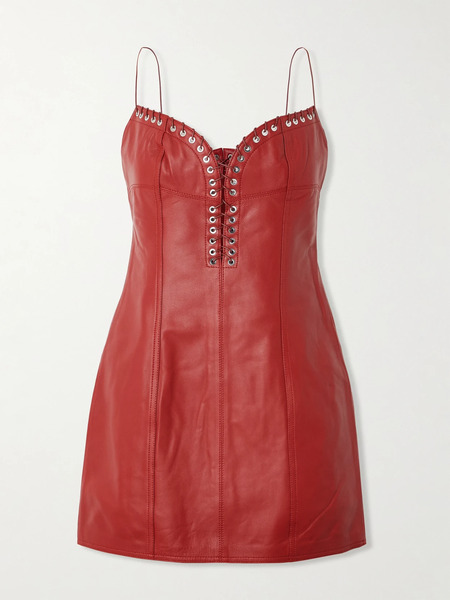  Ludovic De Saint Sernin Ludovic De Saint Sernin - Kim Leather Mini Dress - Red 