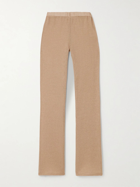  Ludovic De Saint Sernin Ludovic De Saint Sernin - Mermaid Open-knit Cotton-blend Straight-leg Pants - Beige 