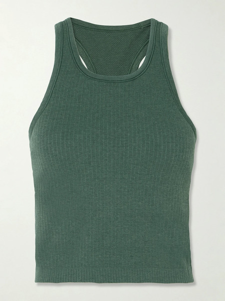  Lululemon Lululemon - Ebb To Street B/c Cropped Racerback Tank - Green 