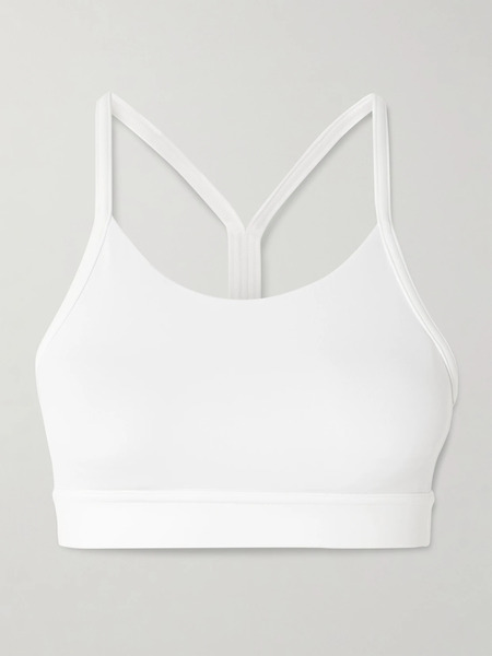  Lululemon Lululemon - Flow Y Stretch Recycled Mesh-trimmed Sports Bra - White 