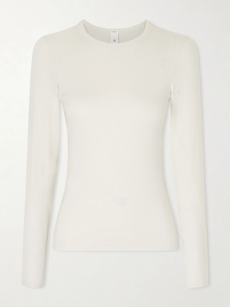  Lululemon Lululemon - Hold Tight Ribbed Stretch Lenzing™ Modal-jersey T-shirt - Ivory 