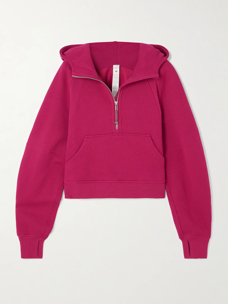  Lululemon Lululemon - Scuba Cropped Cotton-blend Half-zip Hoodie - Pink 