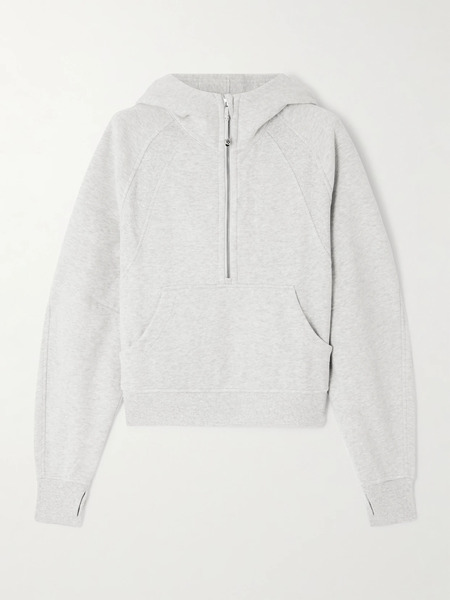  Lululemon Lululemon - Scuba Oversized Cotton-blend Jersey Hoodie - Light Gray 