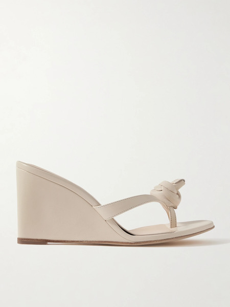  Magda Butrym Magda Butrym - Appliquéd Leather Wedge Sandals - Cream 