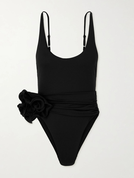  Magda Butrym Magda Butrym - Appliquéd Ruched Swimsuit - Black 