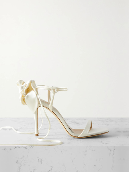  Magda Butrym Magda Butrym - Appliquéd Satin Sandals - Cream 