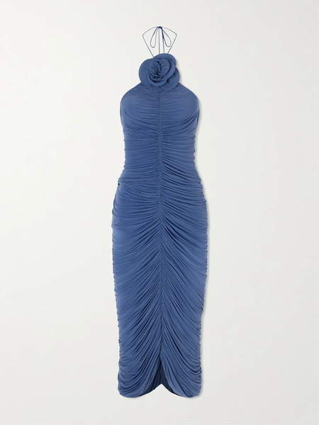  Magda Butrym Magda Butrym - Appliquéd Stretch-jersey Midi Dress - Blue 