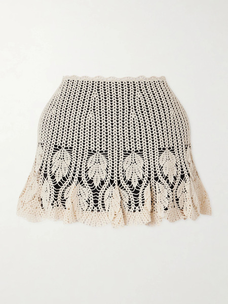  Magda Butrym Magda Butrym - Crocheted Cotton Mini Skirt - Cream 