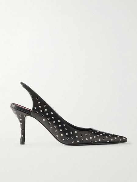  Magda Butrym Magda Butrym - Eyelet-embellished Leather Slingback Pumps - Black 