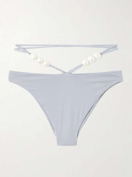  Magda Butrym Magda Butrym - Faux Pearl-embellished Bikini Briefs - Gray 