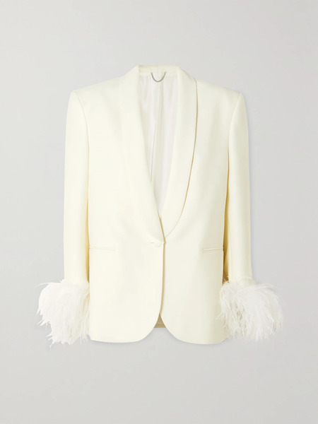  Magda Butrym Magda Butrym - Feather-trimmed Wool-twill Blazer - White 