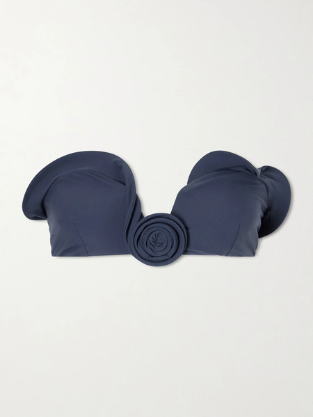  Magda Butrym Magda Butrym - Floral-appliquéd Bikini Top - Navy 