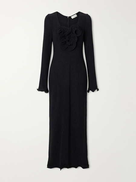  Magda Butrym Magda Butrym - Gathered Satin Maxi Dress - Black 