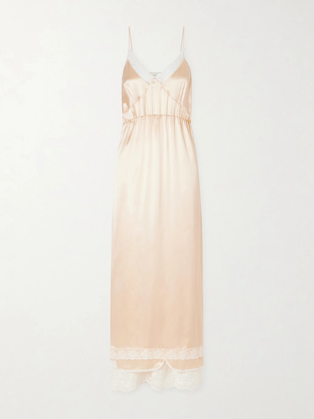  Magda Butrym Magda Butrym - Lace-trimmed Silk Satin Maxi Dress - Orange 