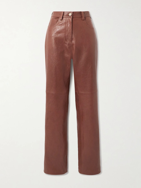  Magda Butrym Magda Butrym - Leather Straight-leg Pants - Light Brown 