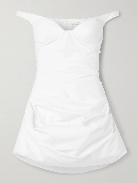  Magda Butrym Magda Butrym - Off-the-shoulder Draped Cotton-poplin Mini Dress - White 
