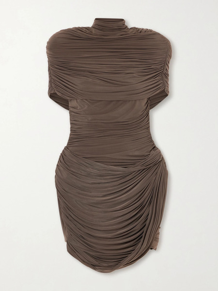  Magda Butrym Magda Butrym - Ruched Jersey Mini Dress - Brown 