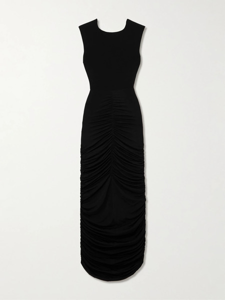  Magda Butrym Magda Butrym - Ruched Open-back Stretch-jersey Gown - Black 