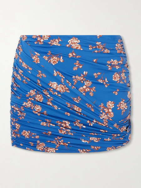 Magda Butrym Magda Butrym - Ruched Printed Stretch-jersey Mini Skirt - Blue 