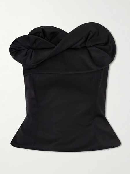  Magda Butrym Magda Butrym - Ruffled Wool And Silk-blend Corset Top - Black 