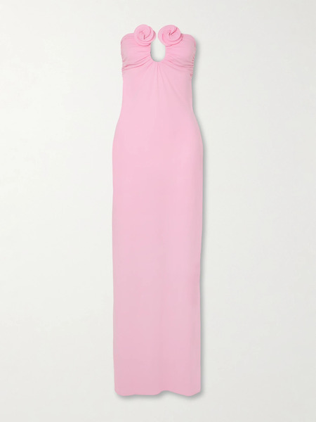  Magda Butrym Magda Butrym - Strapless Appliquéd Draped Stretch-jersey Maxi Dress - Pink 