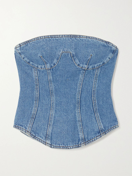  Magda Butrym Magda Butrym - Strapless Denim Bustier Top - Blue 