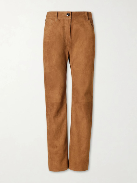  Magda Butrym Magda Butrym - Suede Corduroy Straight-leg Pants - Light Brown 
