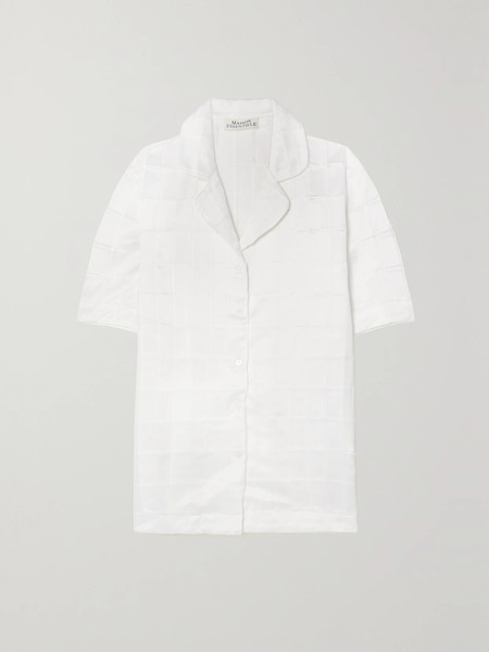  Maison Essentiele Maison Essentiele - + Net Sustain Embossed Recycled Satin Pajama Shirt - Off-white 