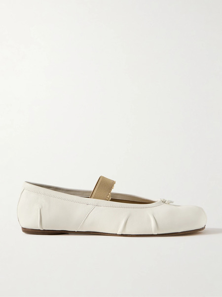  Maison Margiela Maison Margiela - Tabi Split-toe Leather Ballet Flats - Ivory 