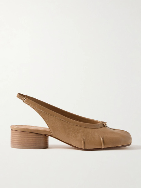  Maison Margiela Maison Margiela - Tabi Split-toe Leather Slingback Pumps - Tan 