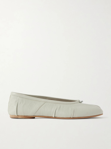  Maison Margiela Maison Margiela - Tabi Split-toe Textured Leather Ballet Flats - Gray 