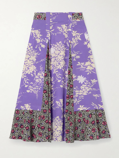  Maison Mayle Maison Mayle - Atalante Pleated Floral-print Silk Crepe De Chine Midi Skirt - Multi 