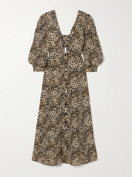  Maison Mayle Maison Mayle - Buenadea Leopard-print Silk Crepe De Chine Midi Dress - Leopard Print 