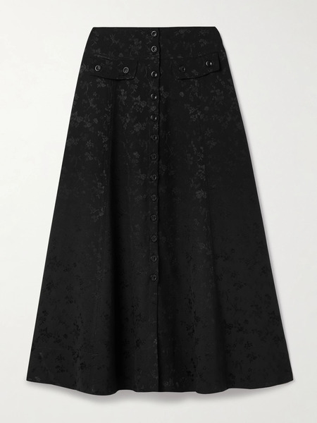  Maison Mayle Maison Mayle - Carlyne Silk-jacquard Midi Skirt - Black 