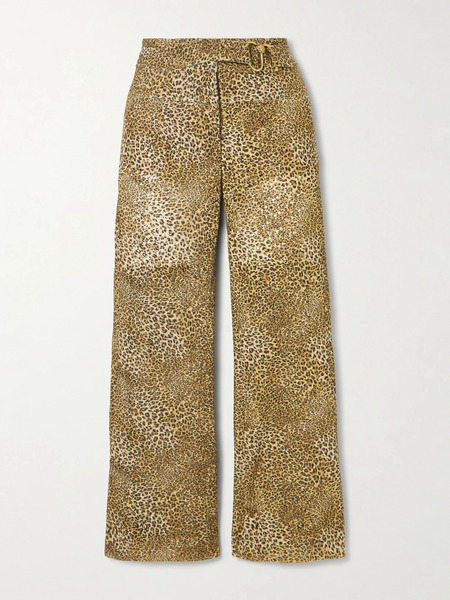  Maison Mayle Maison Mayle - Chappy Cropped Belted Leopard-print Woven Flared Pants - Leopard Print 