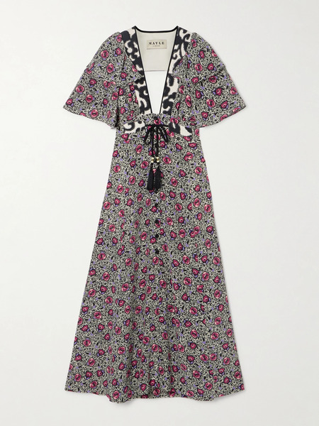  Maison Mayle Maison Mayle - Flora Mar Tasseled Floral-print Silk Crepe De Chine Midi Dress - Multi 