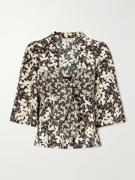  Maison Mayle Maison Mayle - Kazu Floral-print Silk Top - Black 