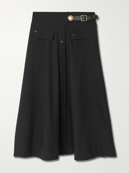  Maison Mayle Maison Mayle - Kit Embellished Leather-trimmed Woven Midi Skirt - Black 