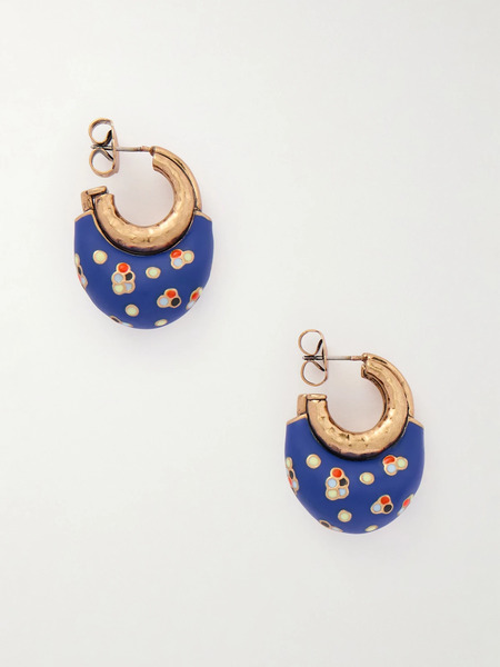  Maison Mayle Maison Mayle - Niki Gold-plated And Enamel Hoop Earrings - Blue 